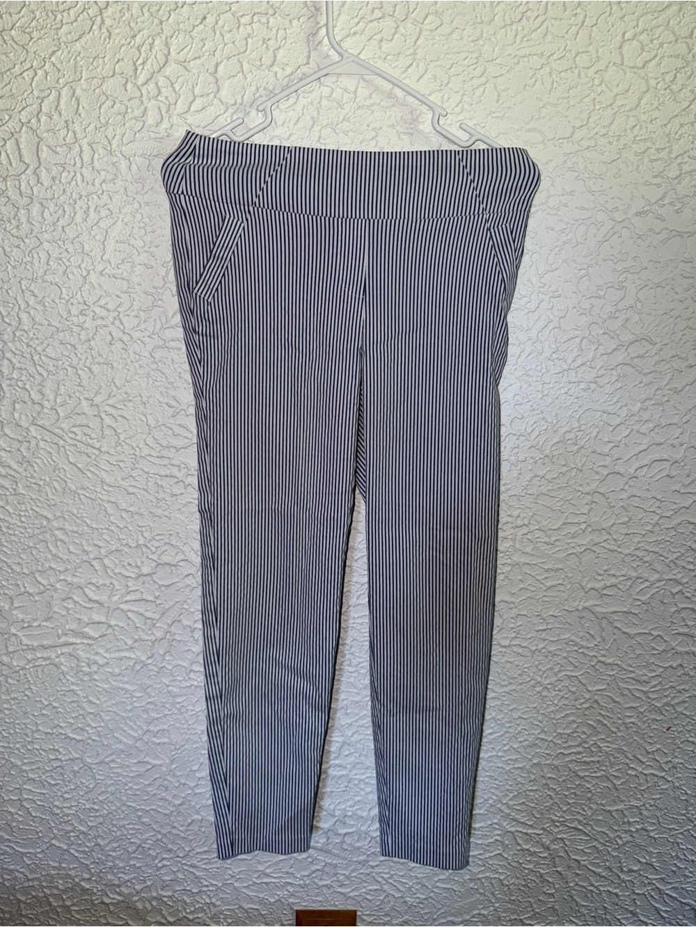 Massimo Blue White Vertical Pinstripe Stretch Ankle Dress Pants Size Small